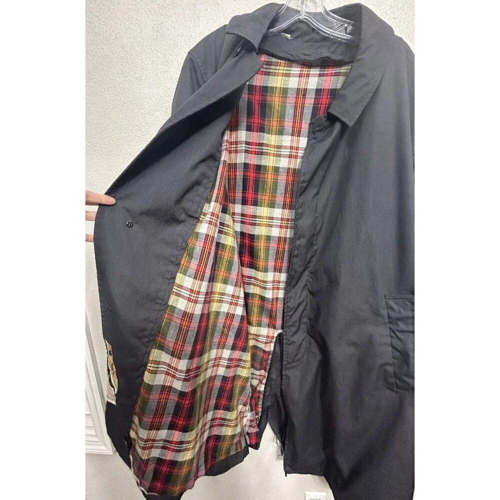Vtg Inca Timme Tuft Trench Coat Jacket Mens Sz 44 Alpaca Zip Off Lining Black
